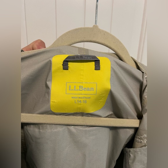 L.L. Bean Youth L Rain Jacket Gray Yellow Waterproof Reflective Outdoor Shell - Picture 7 of 16